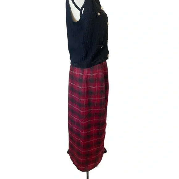 Vintage wool plaid maxi skirt wrap preppy old money classic holiday 10 - Picture 4 of 10